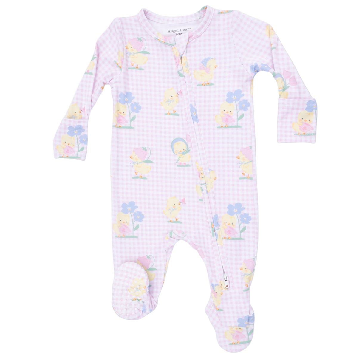 Vintage Spring Ducklings Pink - 2 Way Zipper Footie