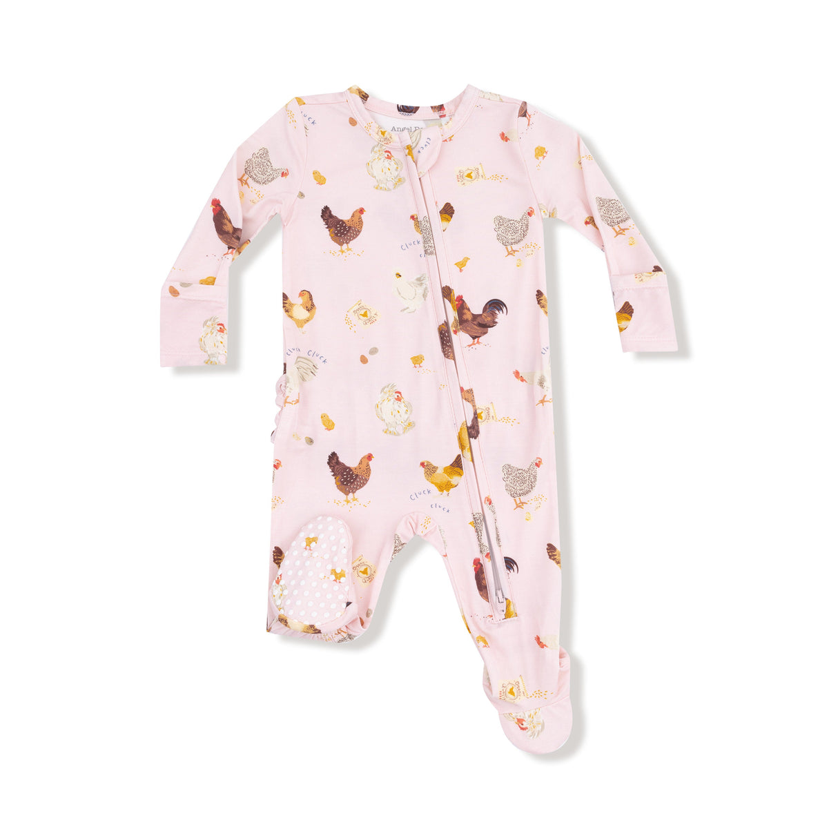 2 Way Ruffle Zipper Footie - Collector Chickens - Pink - HoneyBug