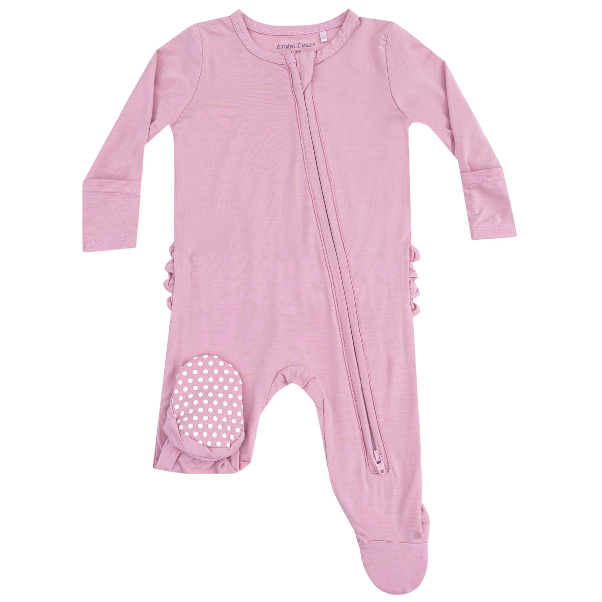 2 Way Zipper Ruffle Back Footie - Cameo Pink - HoneyBug
