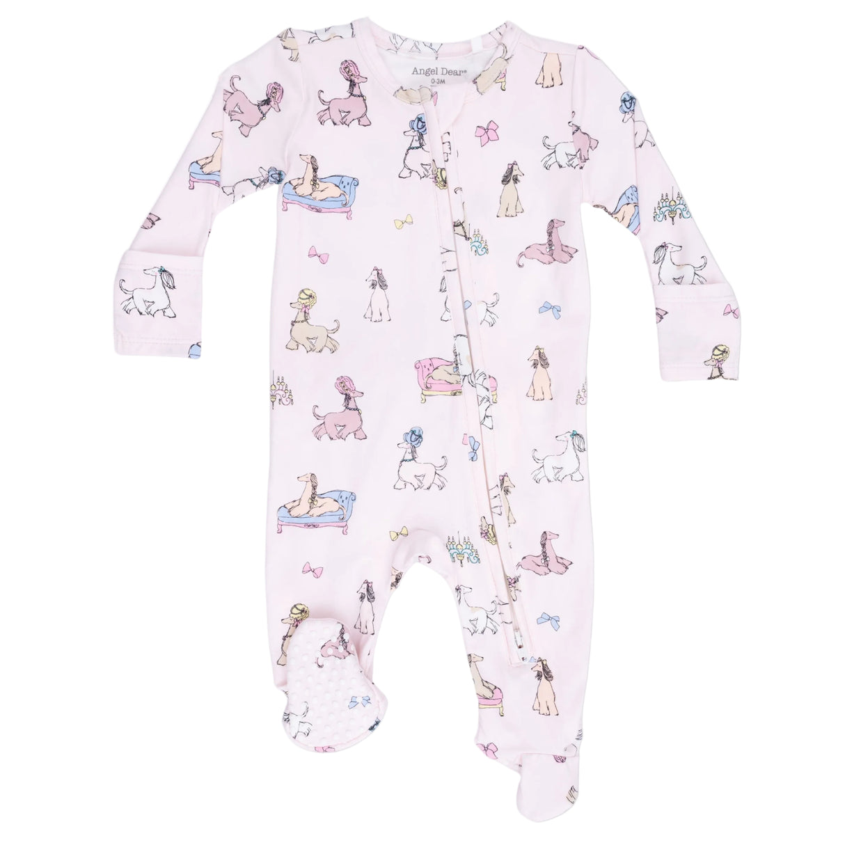 Fancy Hounds with Bows - 2 Way Ruffle Back Zipper Footie