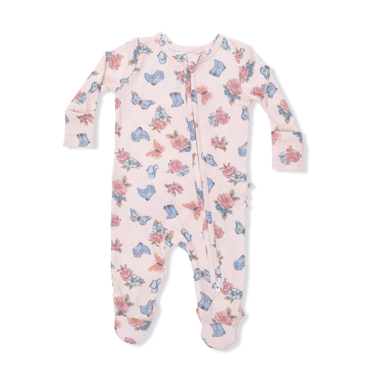 Country Girl Boots - 2 Way Ruffle Back Zipper Footie