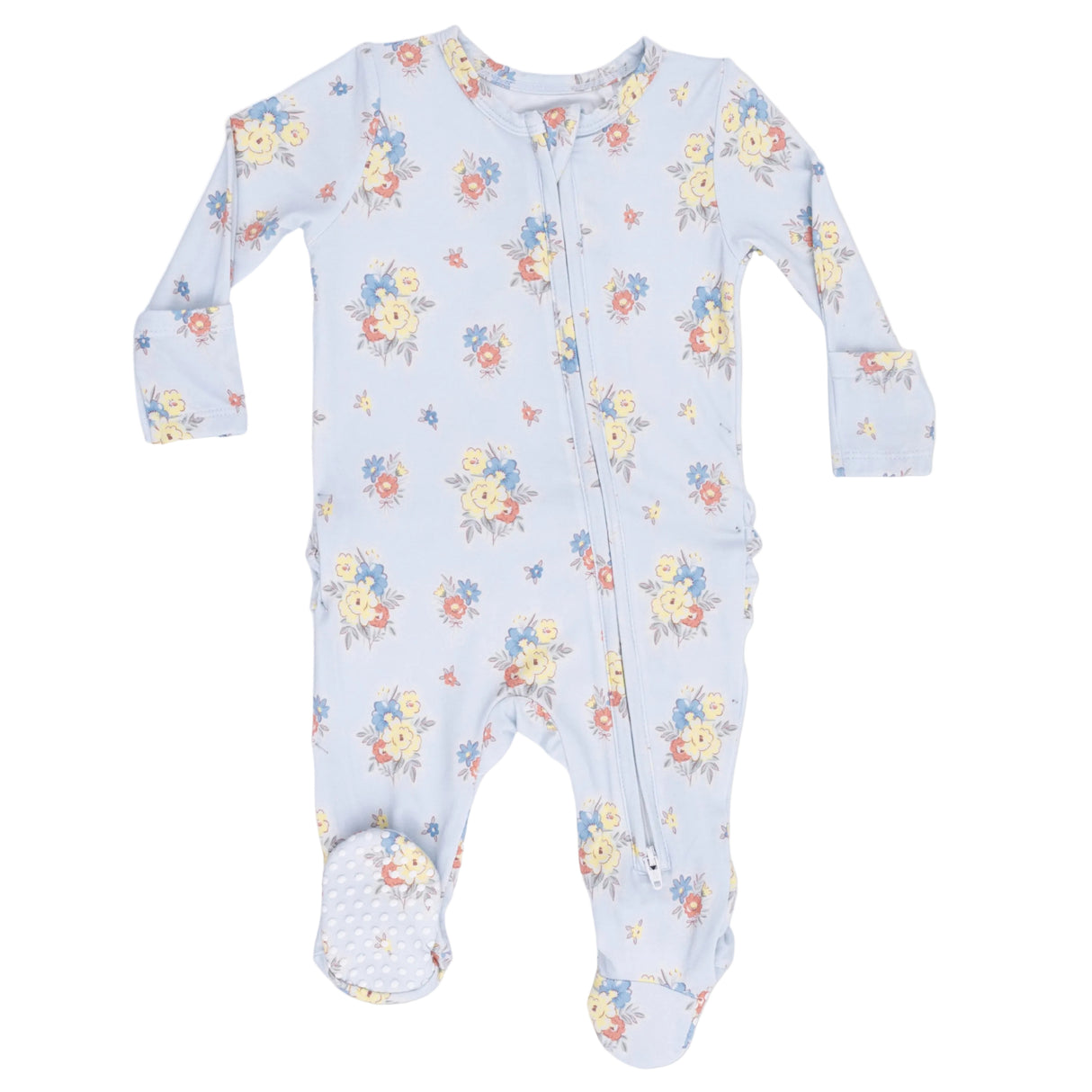 Country Stitch Floral - 2 Way Ruffle Back Zipper Footie