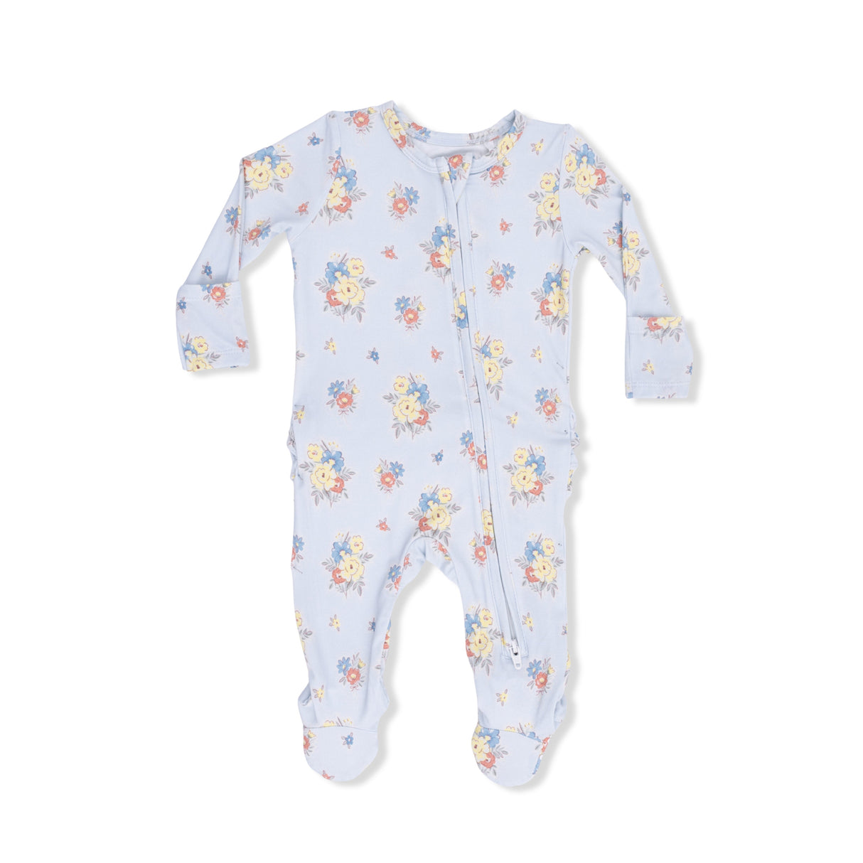 Country Stitch Floral - 2 Way Ruffle Back Zipper Footie