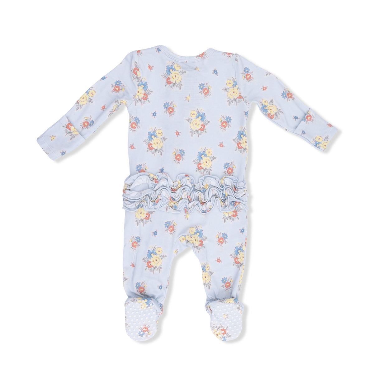 Country Stitch Floral - 2 Way Ruffle Back Zipper Footie