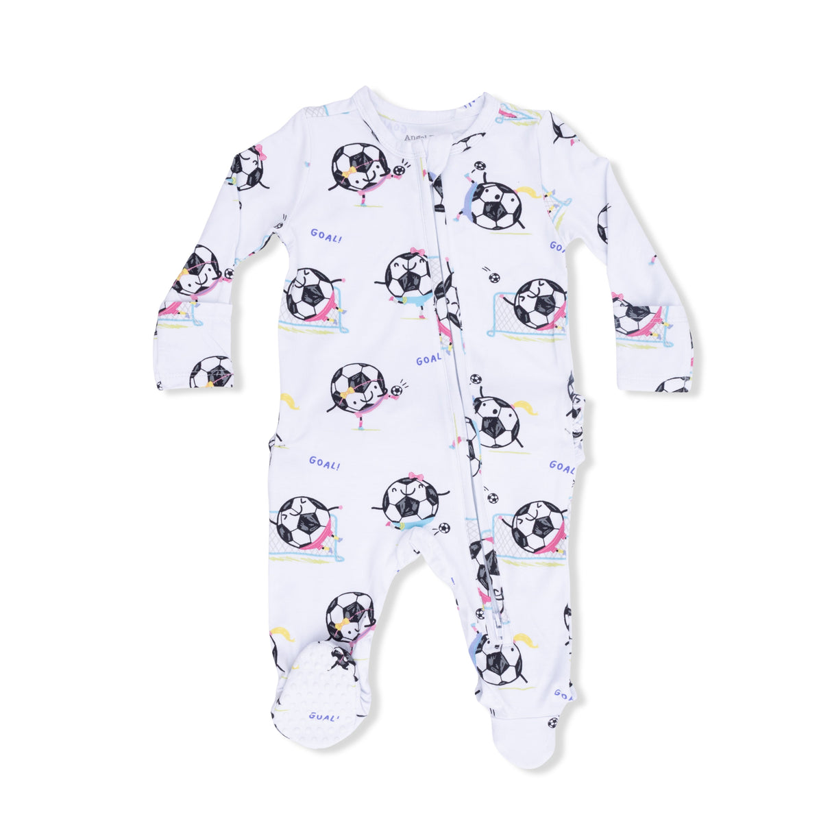 Soccer Balls Playing Soccer Pink - 2 Way Ruffle Back Zipper Footie
