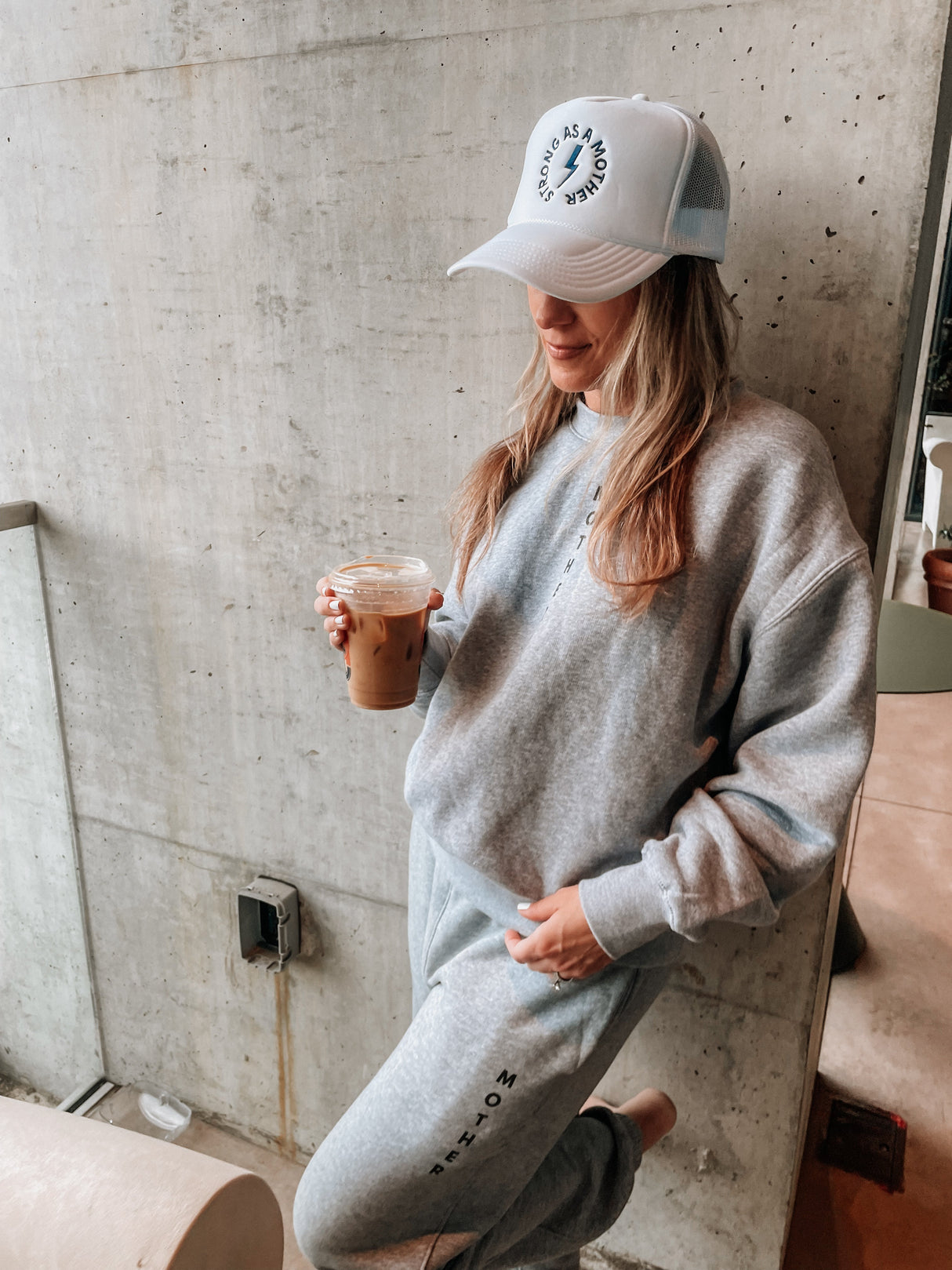 Mother Printed Crew Neck Sweatshirt- Heather Gray - HoneyBug