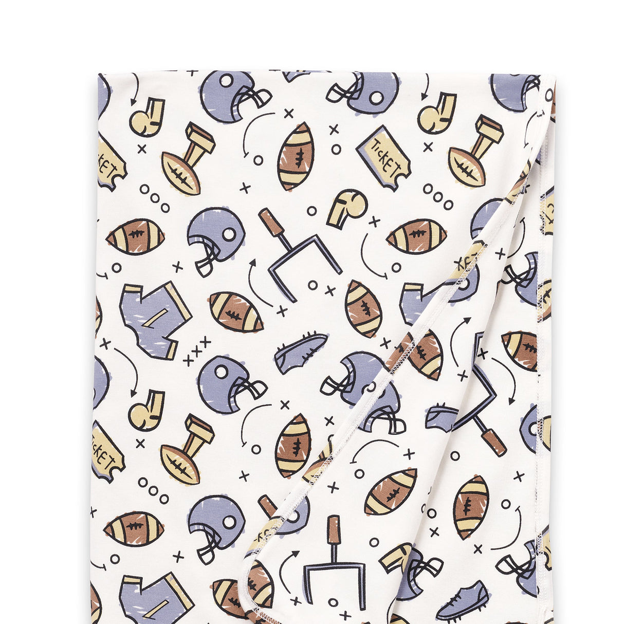 Touchdown Baby Boy Bamboo Football Stroller Blanket - HoneyBug