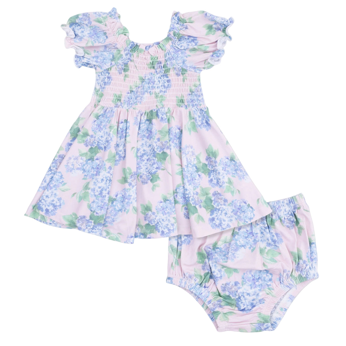 Hydrangeas - Smocked Twirly Dress and Bloomer