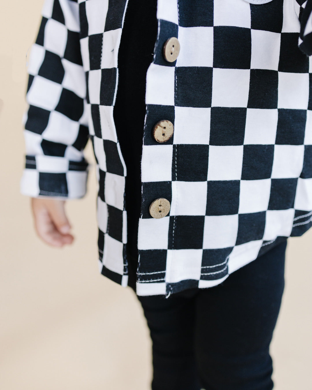 Cotton Shacket | Smiley Checkered Black - HoneyBug
