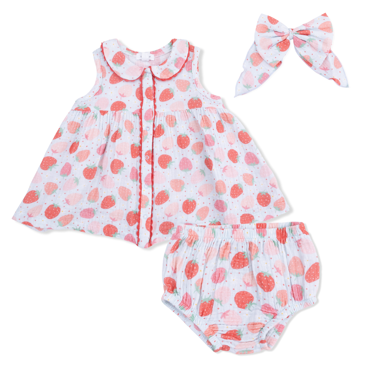 Strawberry Bliss - Jill Dress with Bloomer & Large Bow