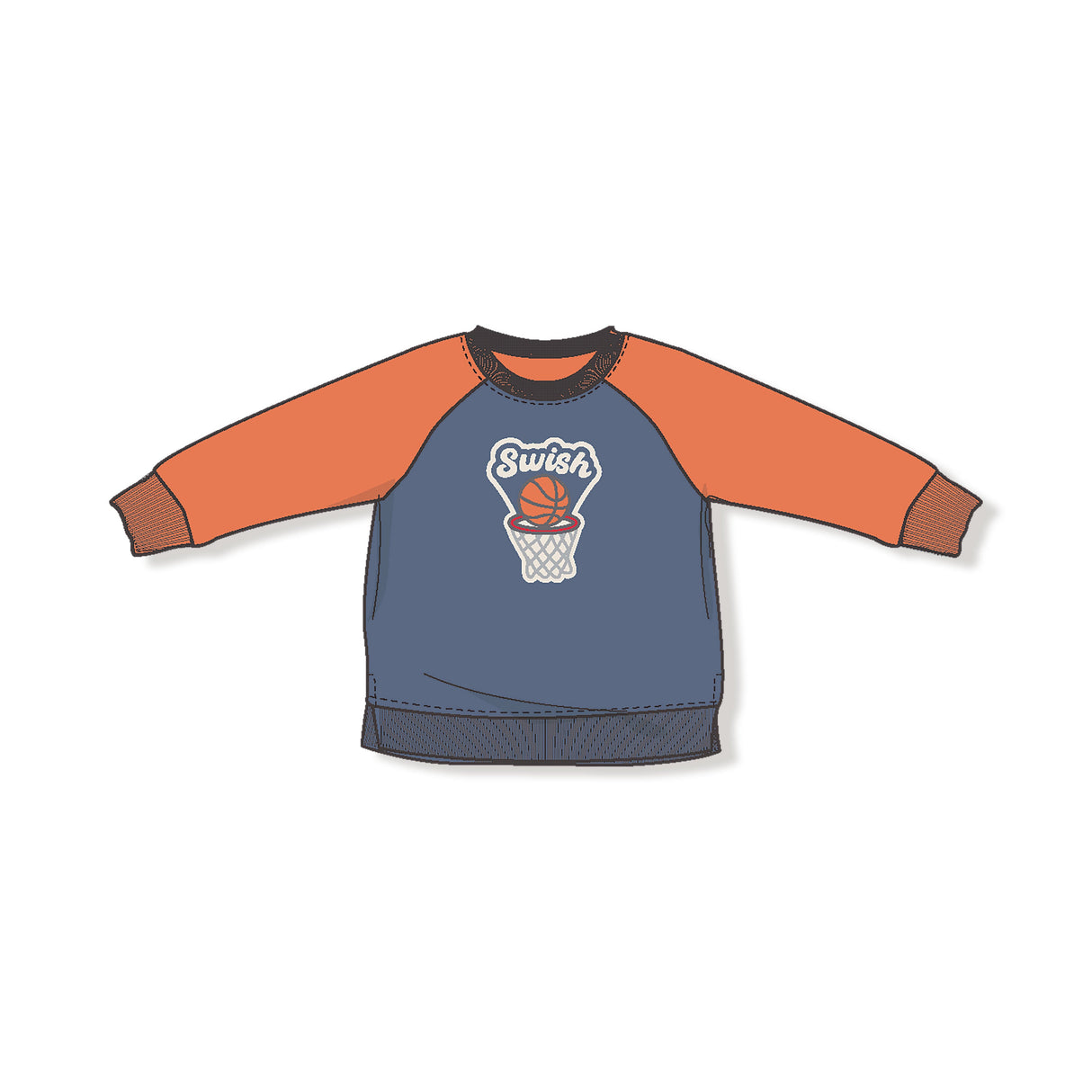 Basketball Raglan Sweatshirt - Varsity Orange - HoneyBug