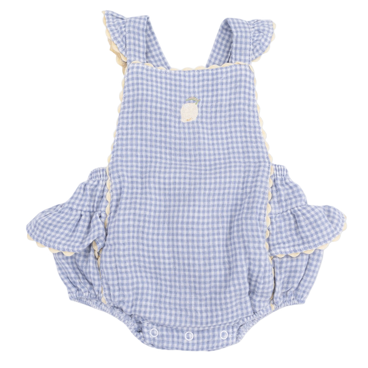 Micro Gingham Blue Blizzard - Ric Rac Ruffle Sunsuit