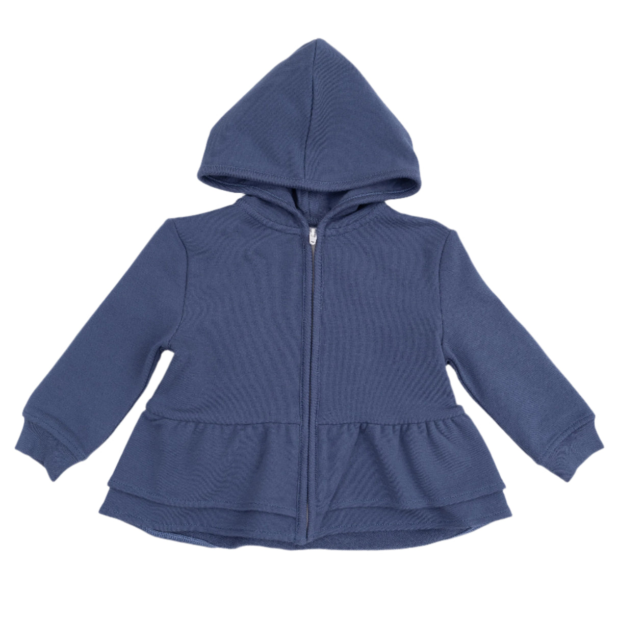 Zip Peplum Hoodie - Varsity Vintage Indigo - HoneyBug