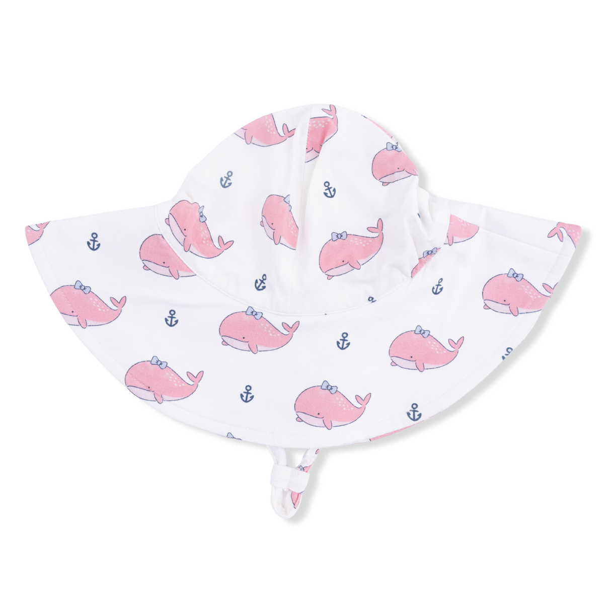 Bubbly Whale with Bow Pink - Wide Brim Sun Hat
