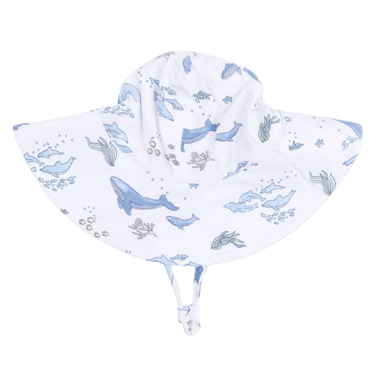 Watercolor Blue Whales - Wide Brim Sun Hat