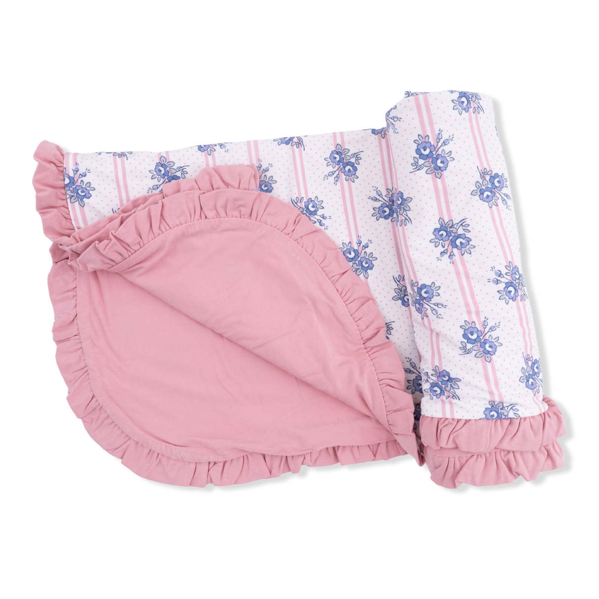 Stripe Dot Roses - Ruffle Blanket