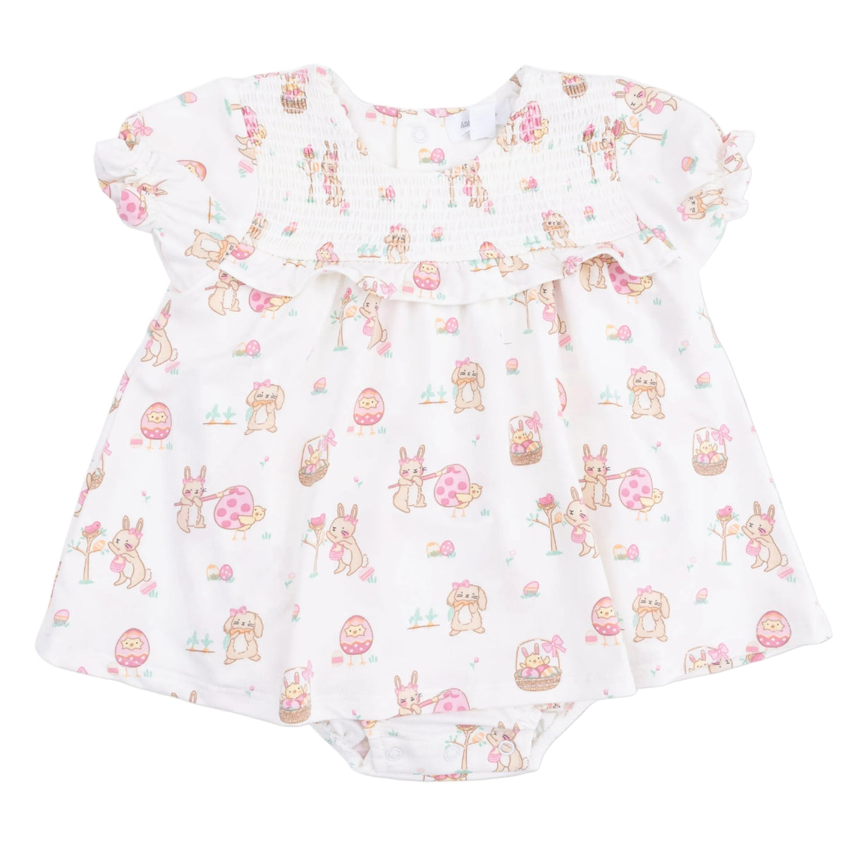 Easter Egg Hunt Pink - Smocked Ruffle Bubble with Skirt