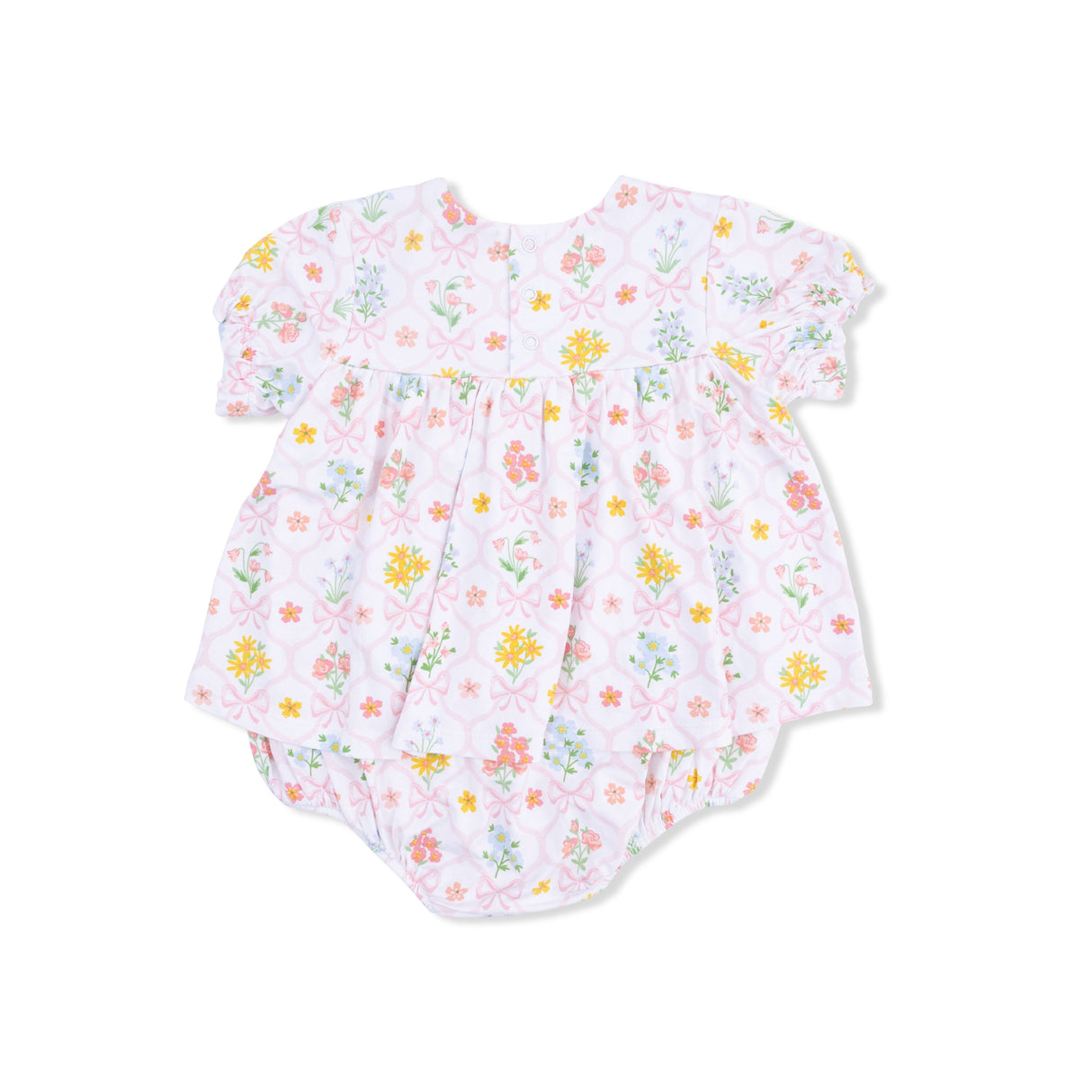 Spring Blooms Bow Trellis - Smocked Ruffle Bubble with Skirt