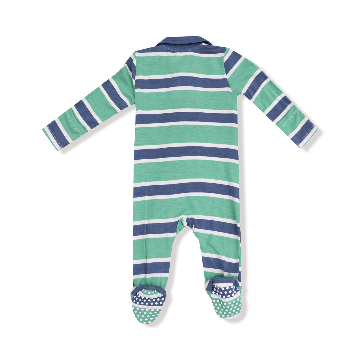 Polo 2 Way Zipper Footie - Rugby Stripe - HoneyBug