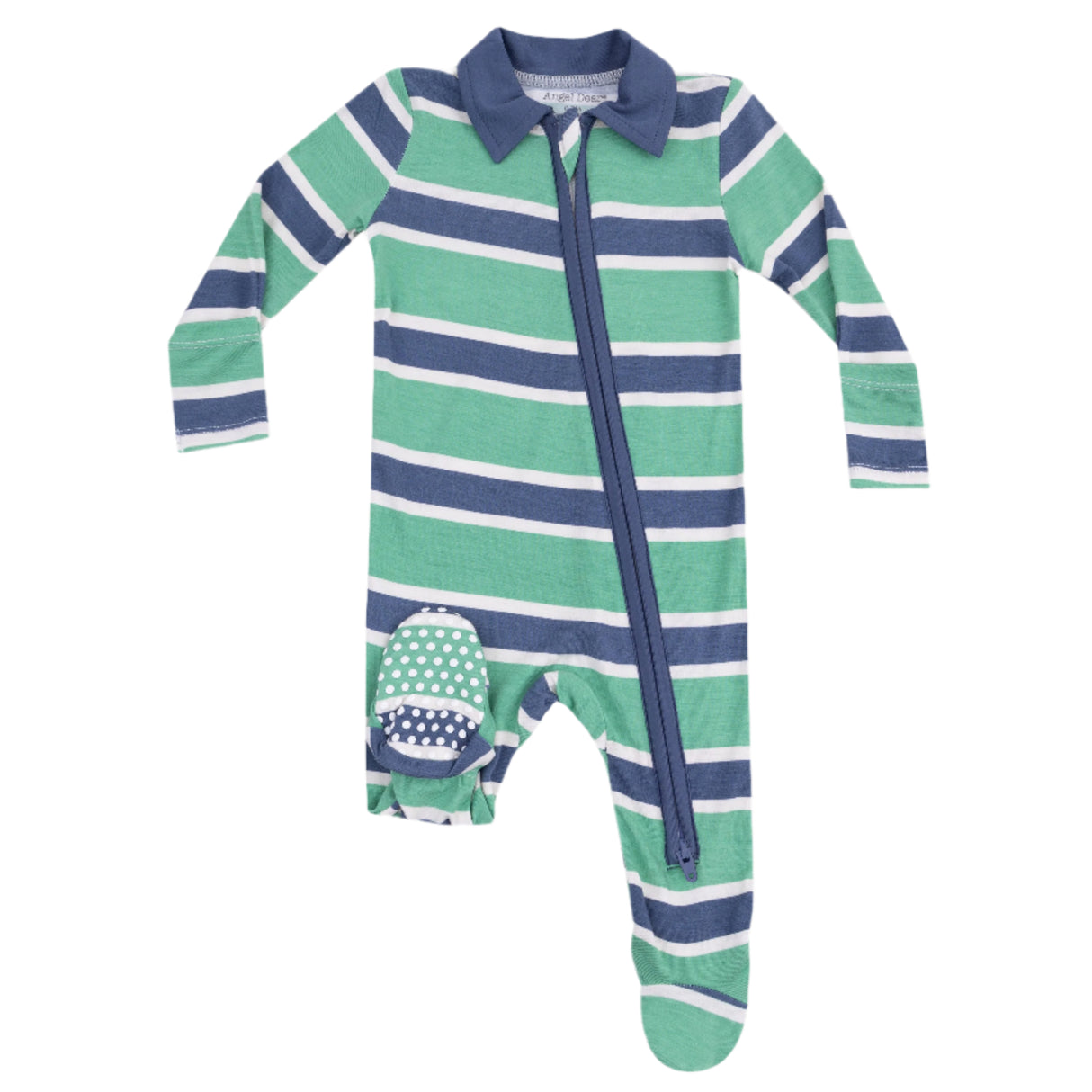 Polo 2 Way Zipper Footie - Rugby Stripe - HoneyBug