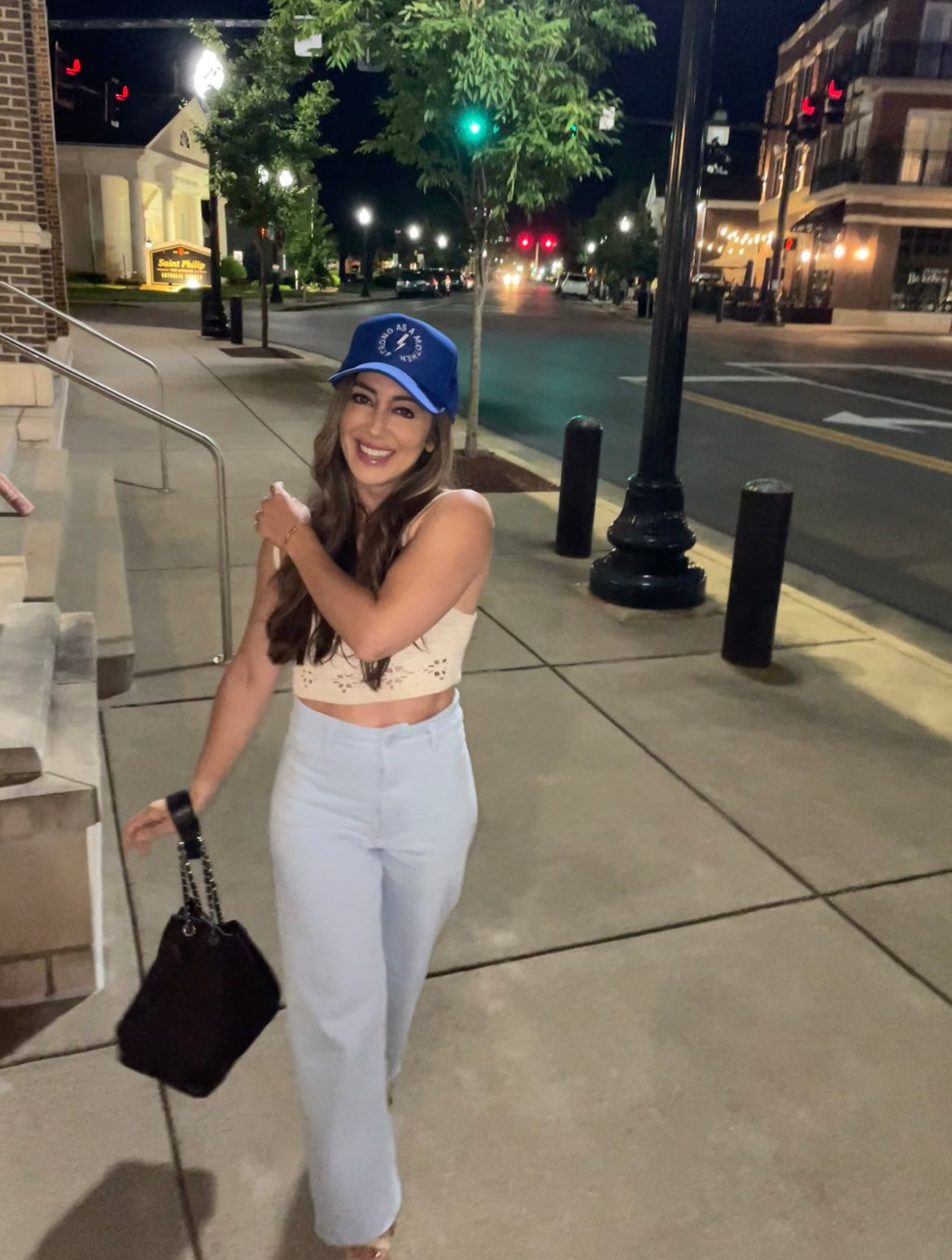 Strong as a mother™ Embroidered Trucker Hat - Royal Blue - HoneyBug