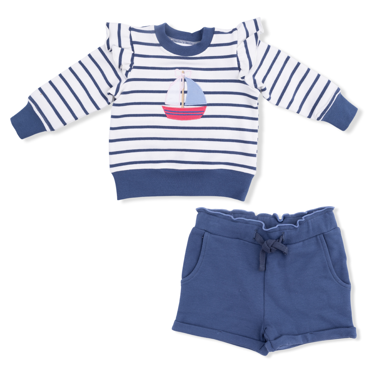 Bubbly Sailboat - Ruffle Sweatshirt & Paperbag Short