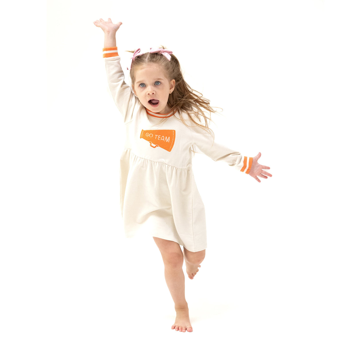 Go Team French Terry Dress - Varsity Orange - HoneyBug