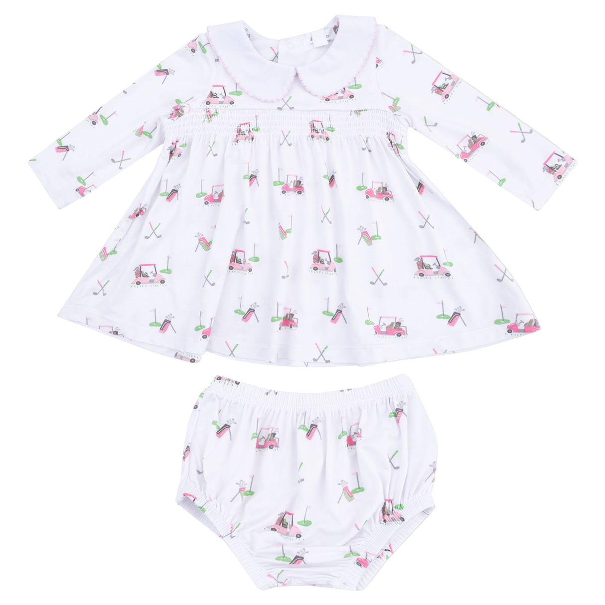 Long Sleeve Peter Pan Collar Dress and Bloomer - HoneyBug