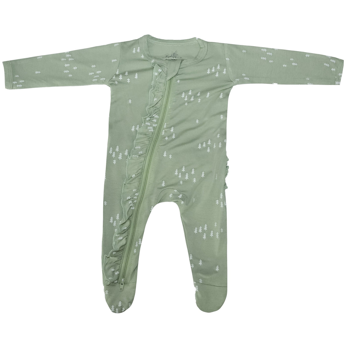 Ruffle 2 Way Zip Romper - Forest - HoneyBug