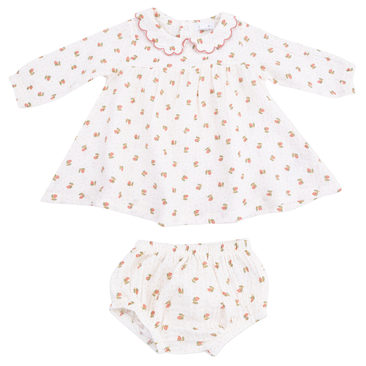 Long Sleeve Petal Collar Dress and Bloomer - HoneyBug