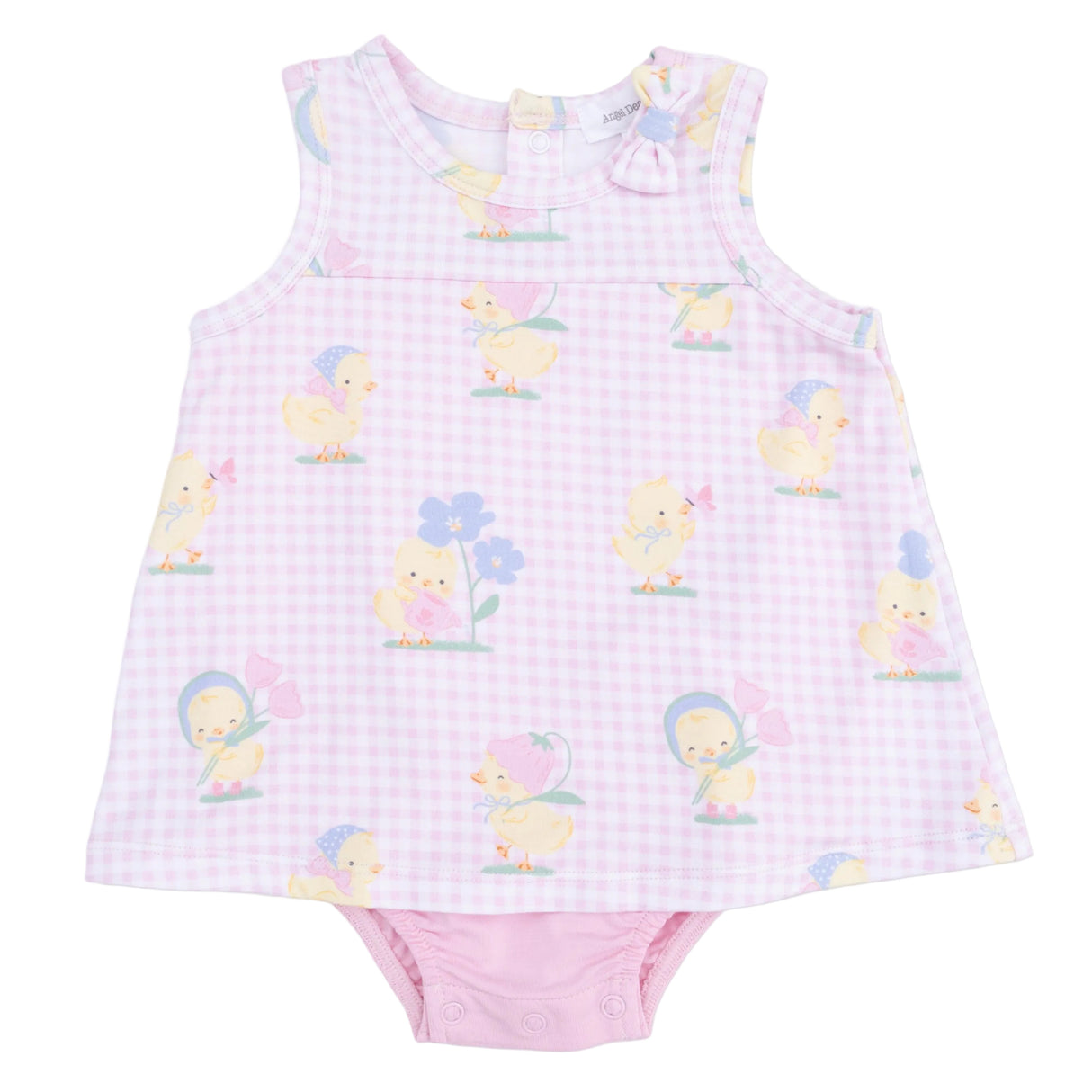Vintage Spring Ducklings Pink - A-Line Bodysuit Dress