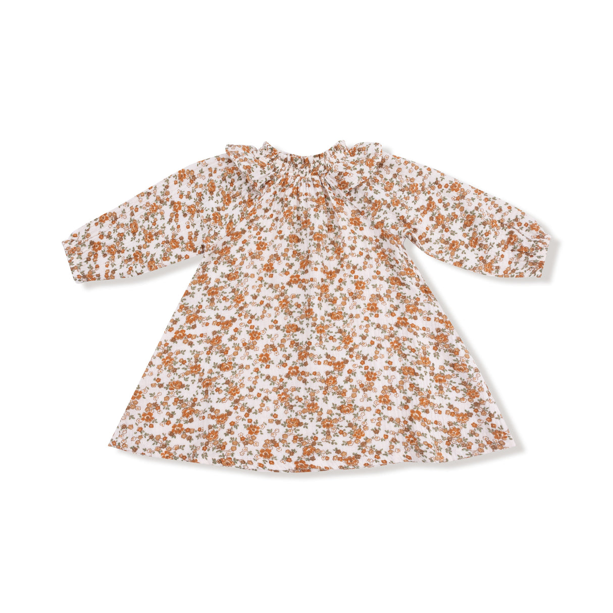 Long Sleeve Ruffle Smocked Neck Dress + Diaper Cover - HoneyBug