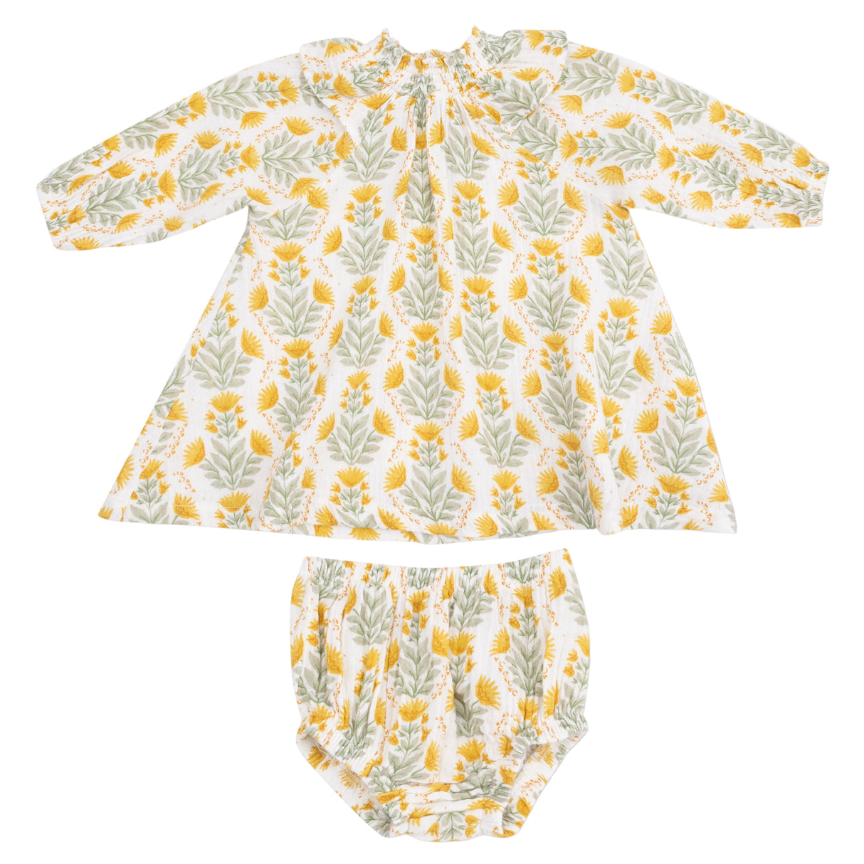 Long Sleeve Ruffle Dress + Bloomer - HoneyBug