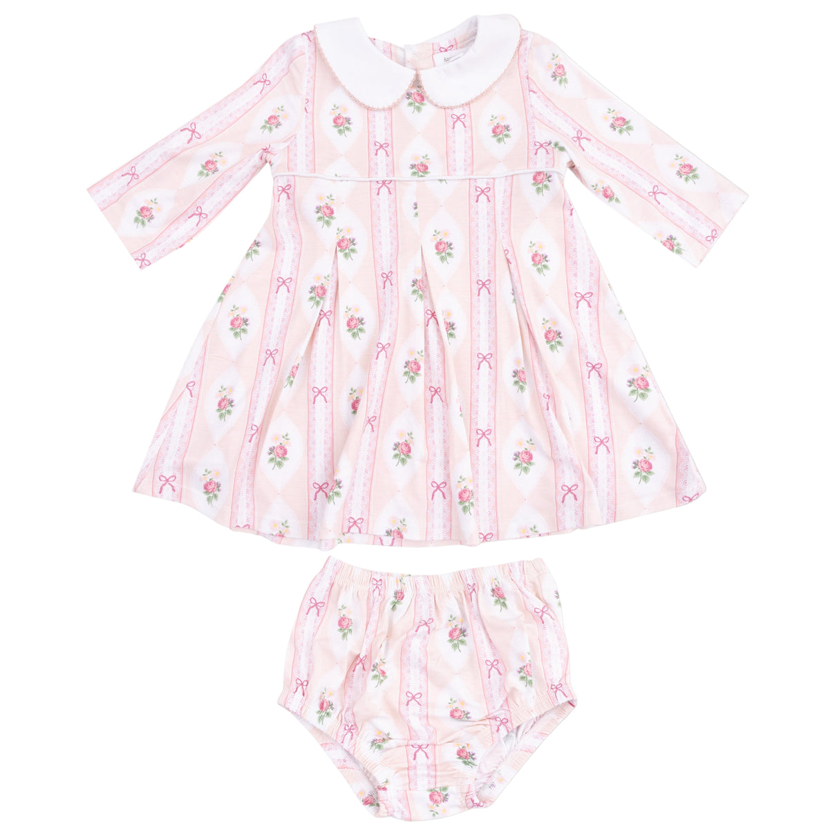 Box Pleat Dress + Peter Pan Collar & Diaper Cover - HoneyBug