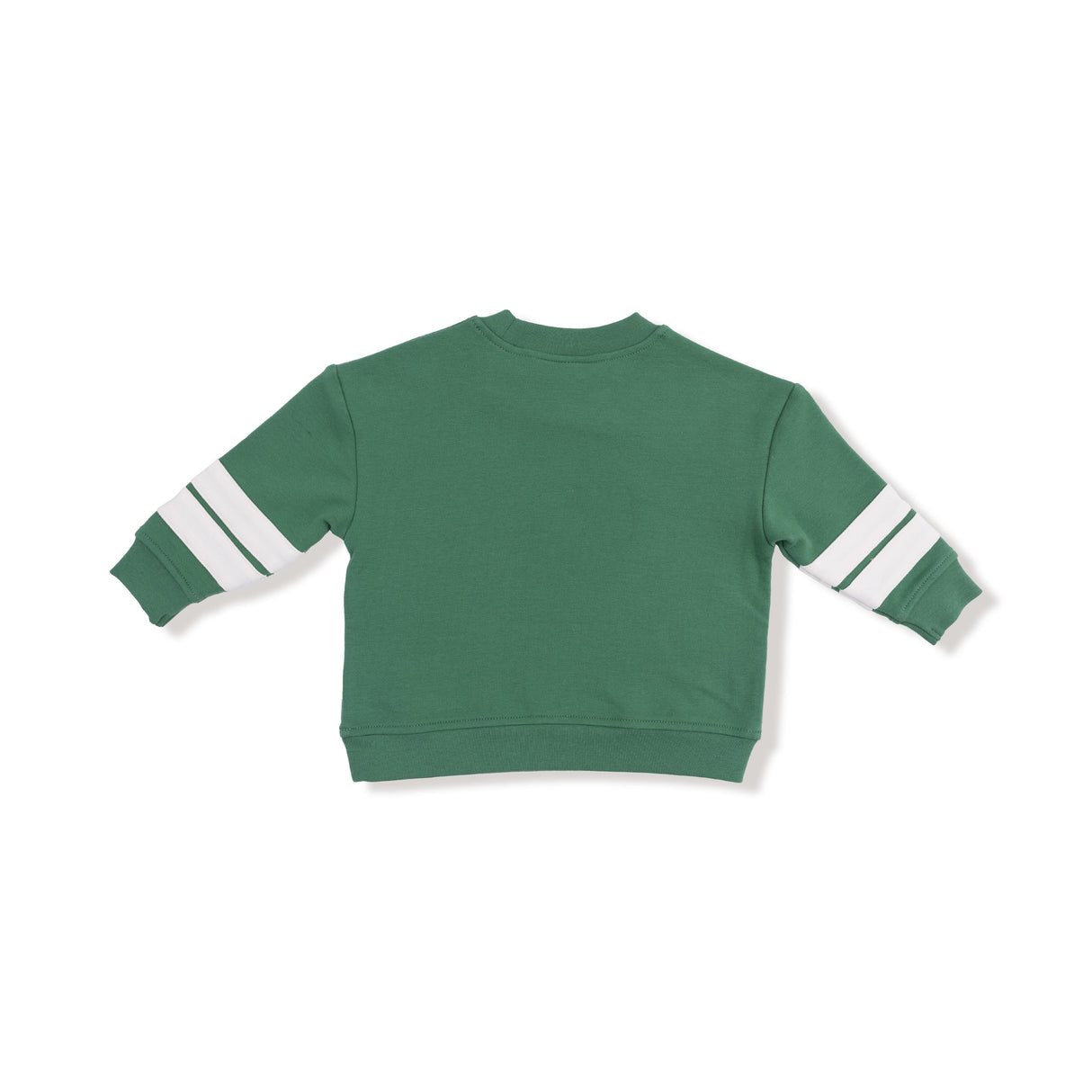 Cozy Drop Sleeve Sweatshirt with Varsity Stripes - Varsity Green - HoneyBug