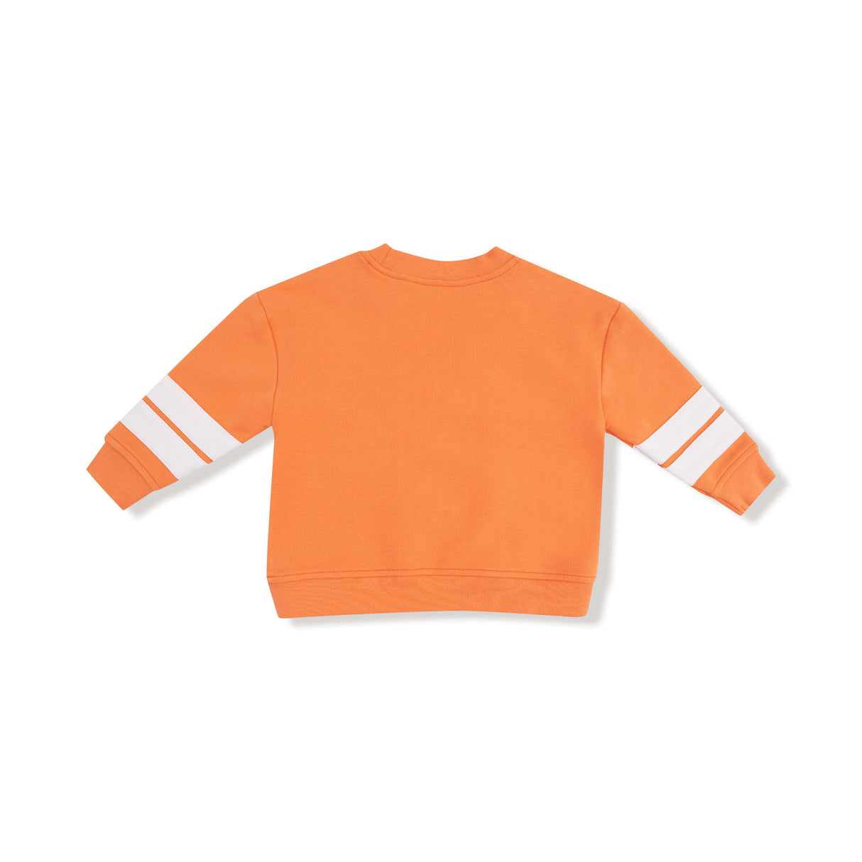 Cozy Drop Sleeve Sweatshirt with Varsity Stripes - Varsity Orange - HoneyBug