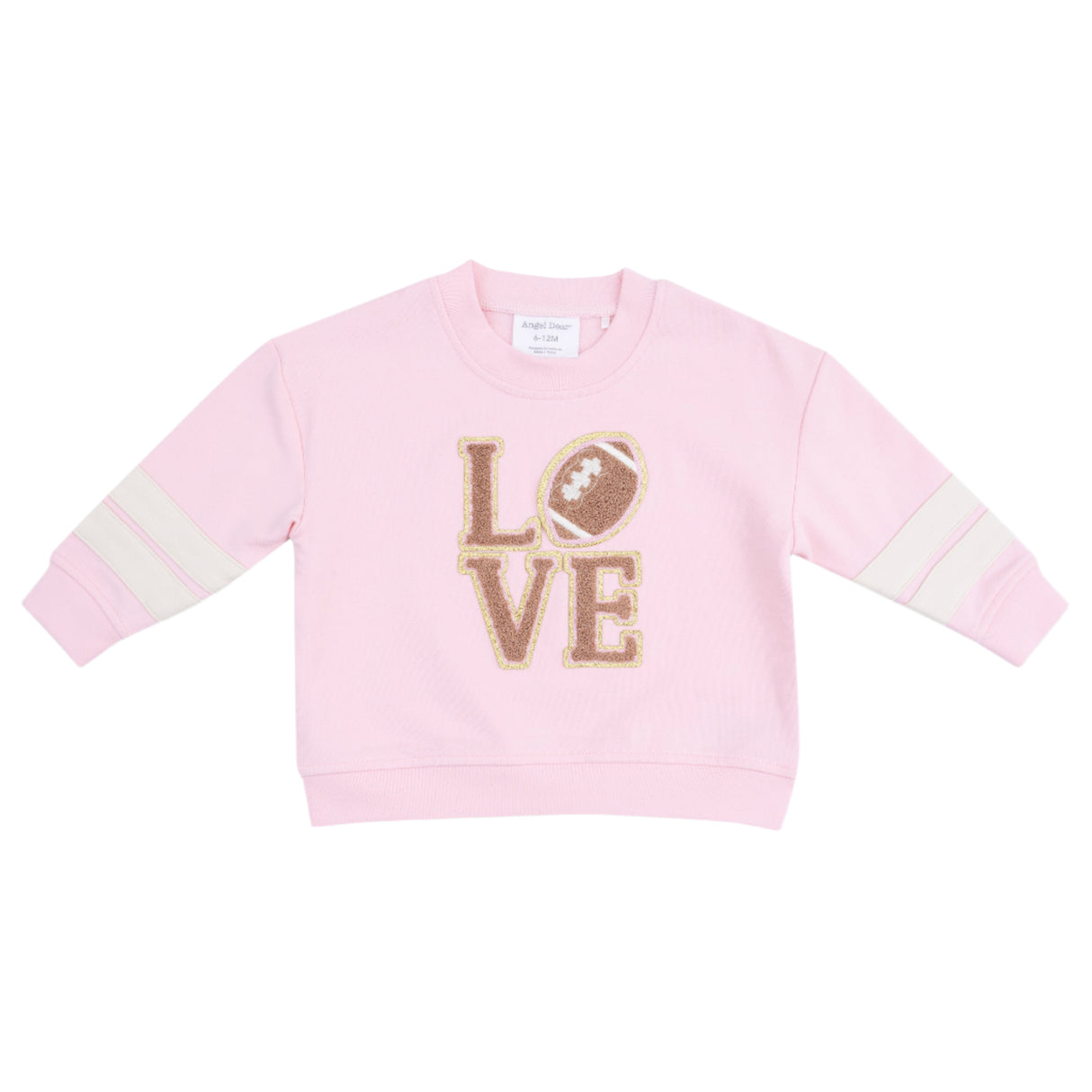 Cozy Drop Sleeve Sweatshirt with Varsity Stripes - Varsity Pink - HoneyBug