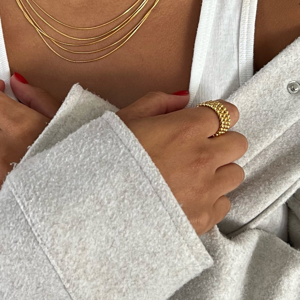 Lucia Beaded Triple Ring Set - HoneyBug