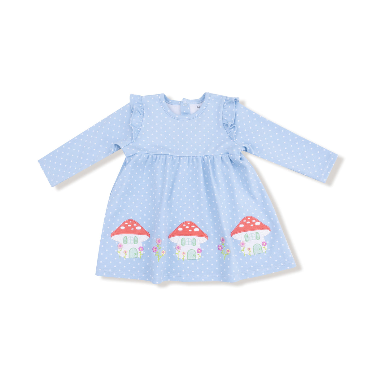 Mushroom House Long Sleeve Dress with Diaper Cover - HoneyBug