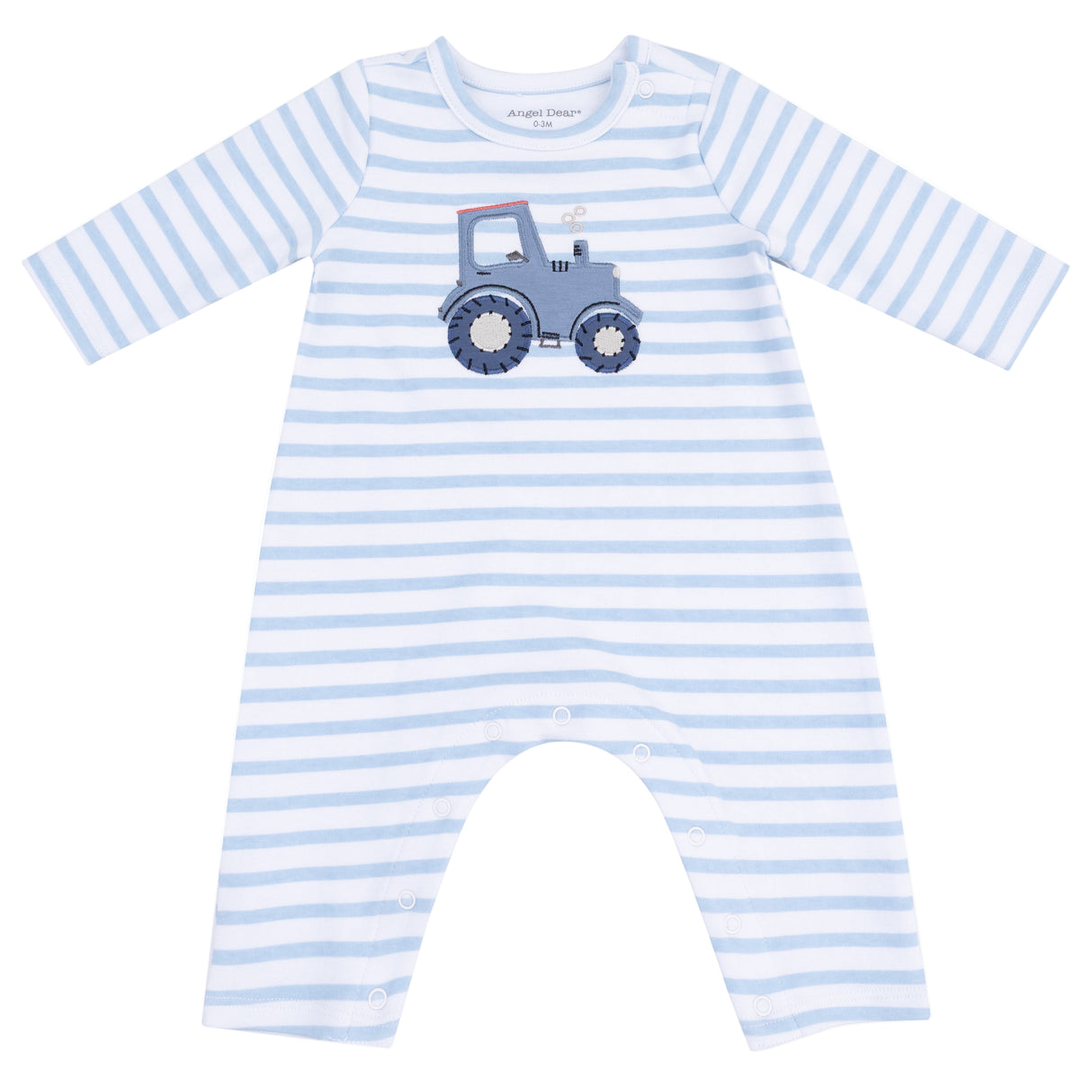 Long Sleeve Snap Shoulder Romper - Mini Tractors - HoneyBug