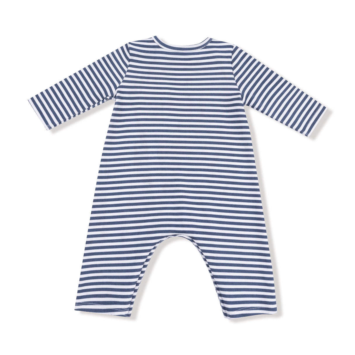 Long Sleeve Snap Shoulder Romper - Stripes With Puppy Detailing - HoneyBug