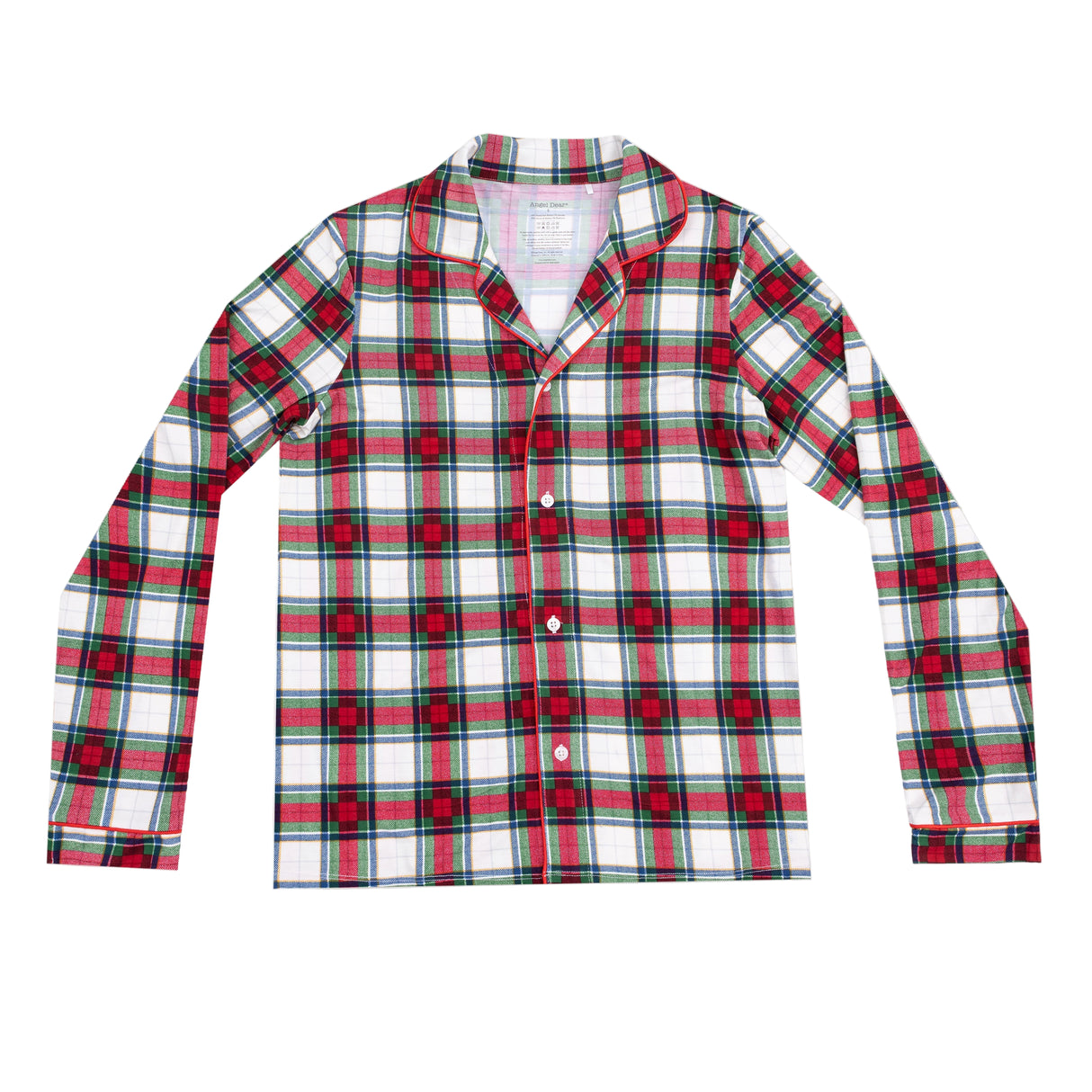 Holiday Plaid - Adult Long Sleeve Coat Style Pajama Top - HoneyBug