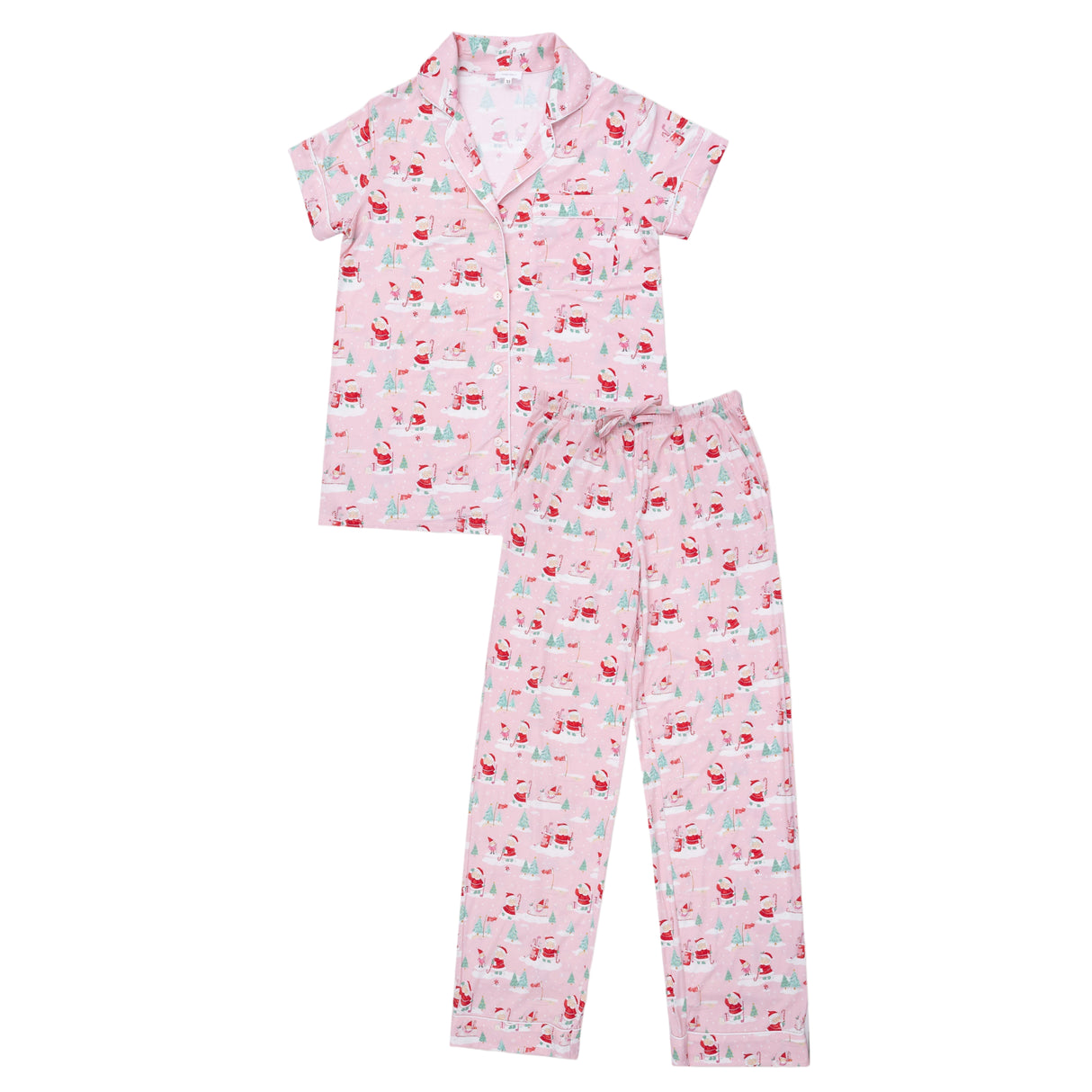 Adult Short Sleeve Coat Style with Pants - Golfing Mrs. Claus and Elves - HoneyBug