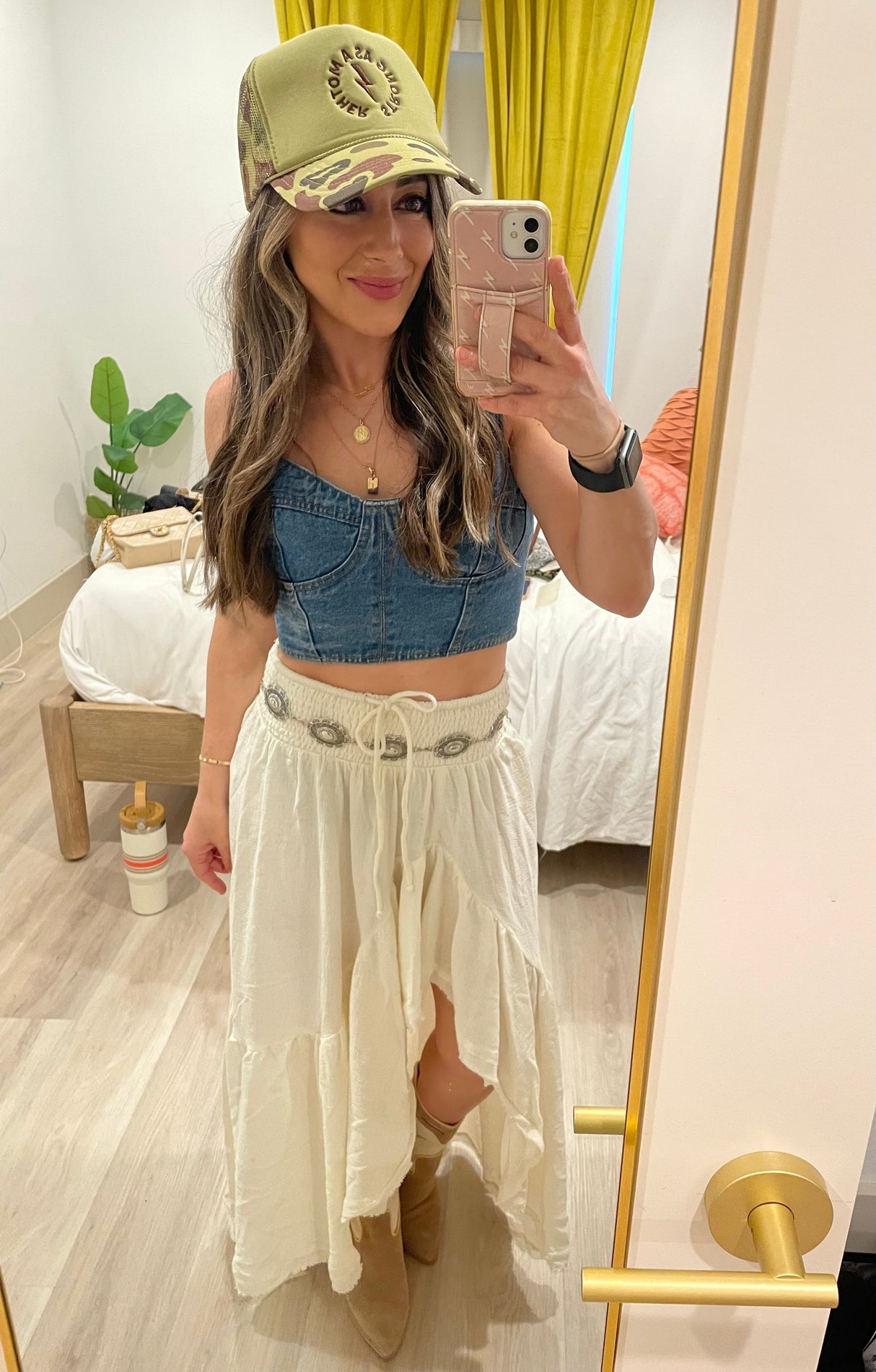 Strong as a mother™ Embroidered Trucker Hat - Camo + Olive - HoneyBug