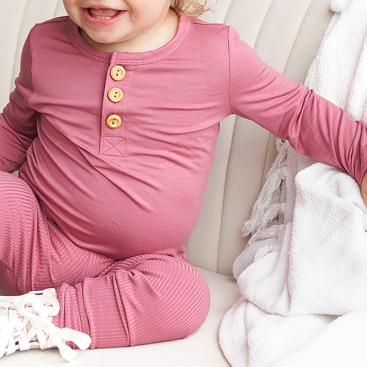 HENLEY LONG SLEEVE- Mauve - HoneyBug