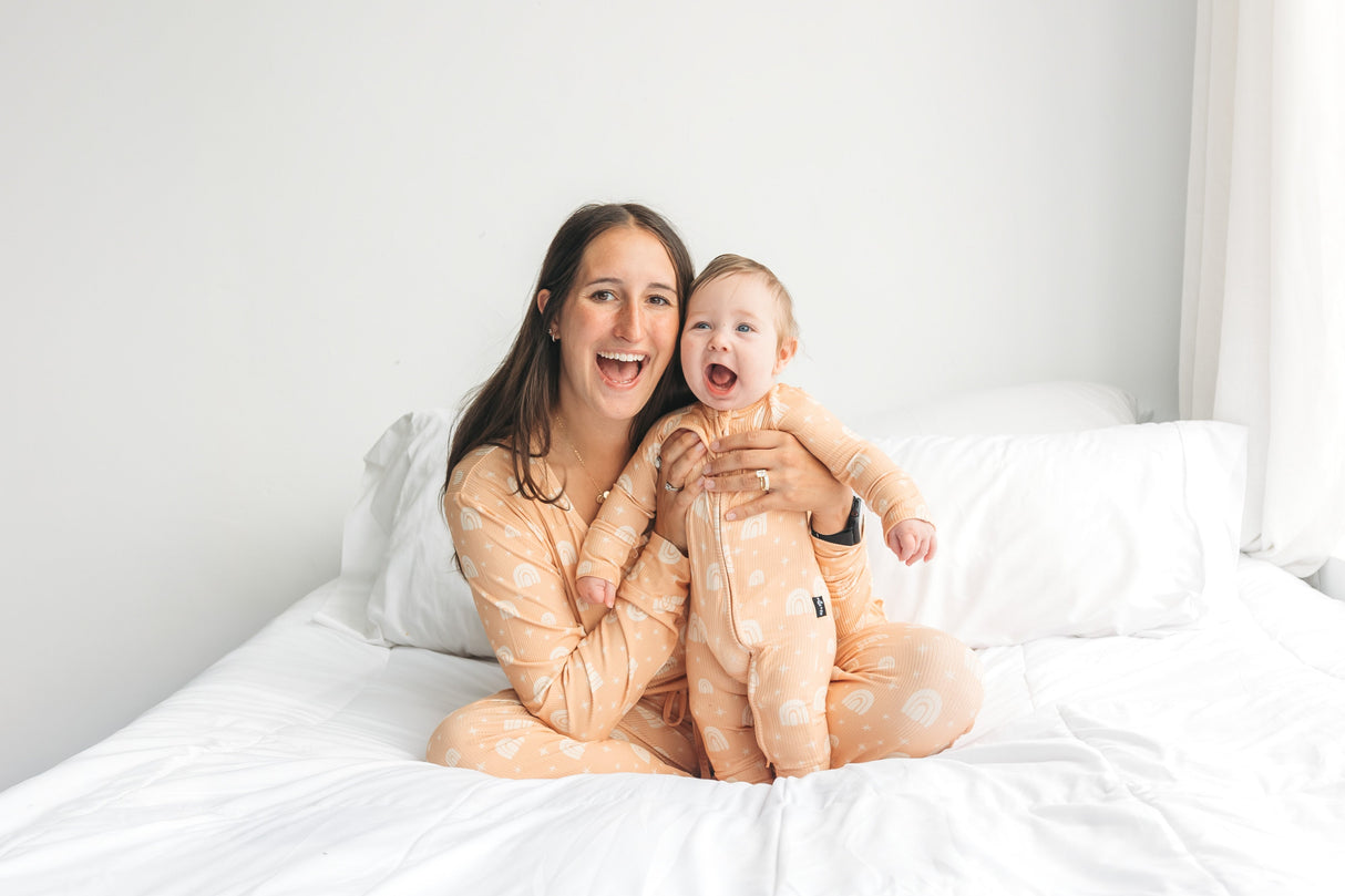 ZIP ROMPER - Rainbow Ribbed - HoneyBug