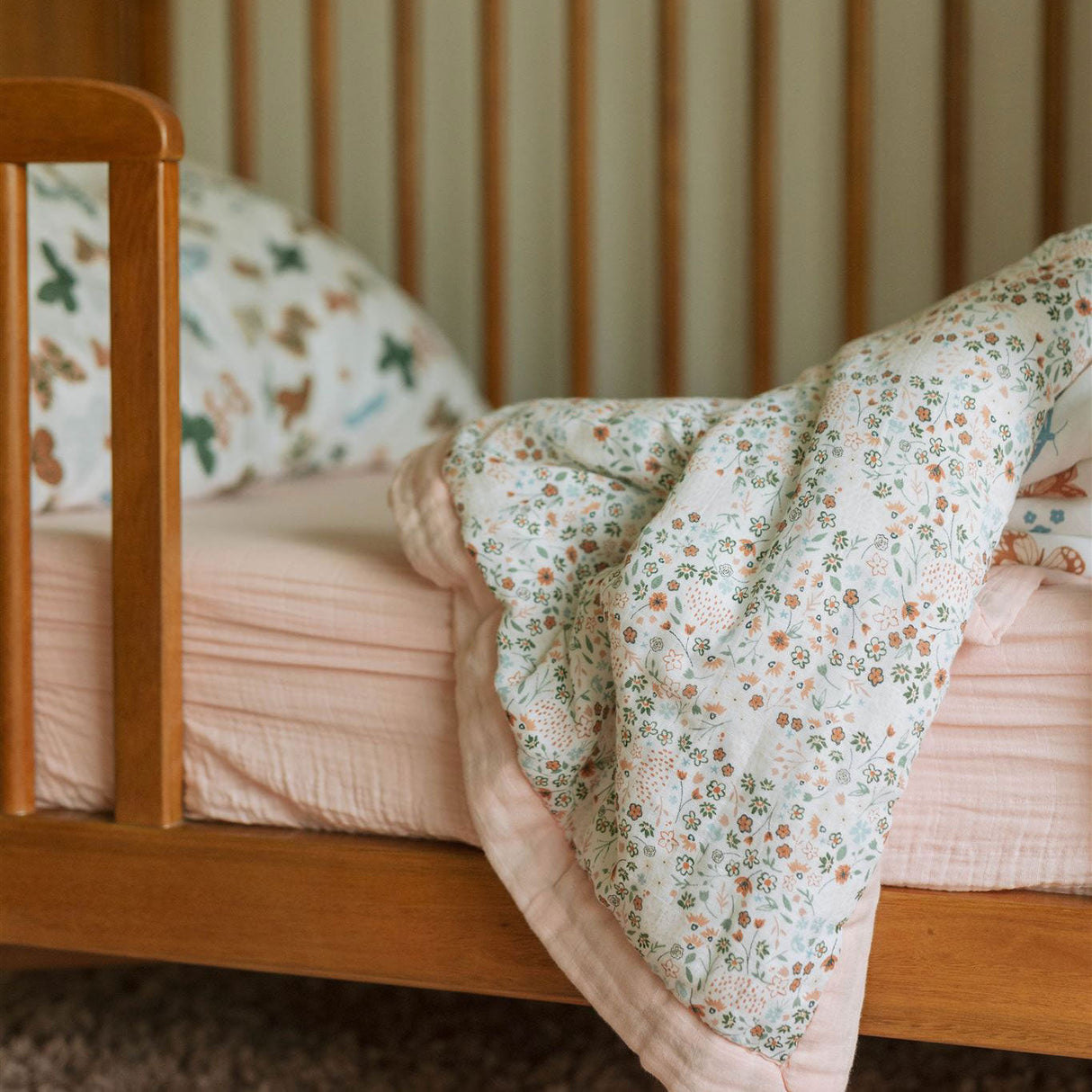 Cotton Muslin Toddler Comforter - Butterflies - HoneyBug