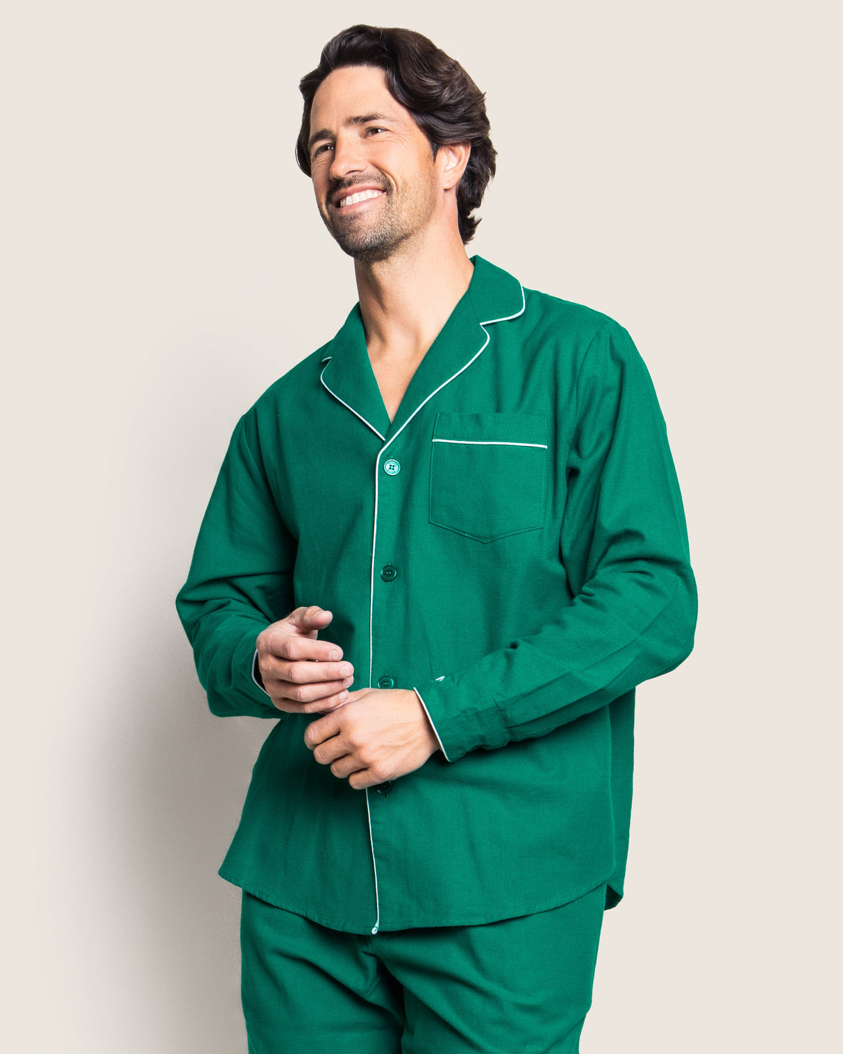 Men's Flannel Pajama Set in Forest Green - HoneyBug
