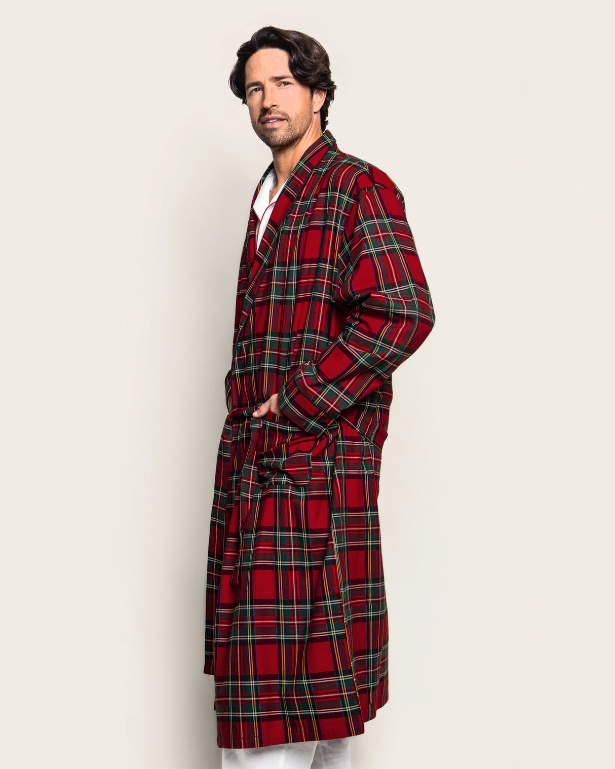 Men's Brushed Twill Robe in Imperial Tartan - HoneyBug