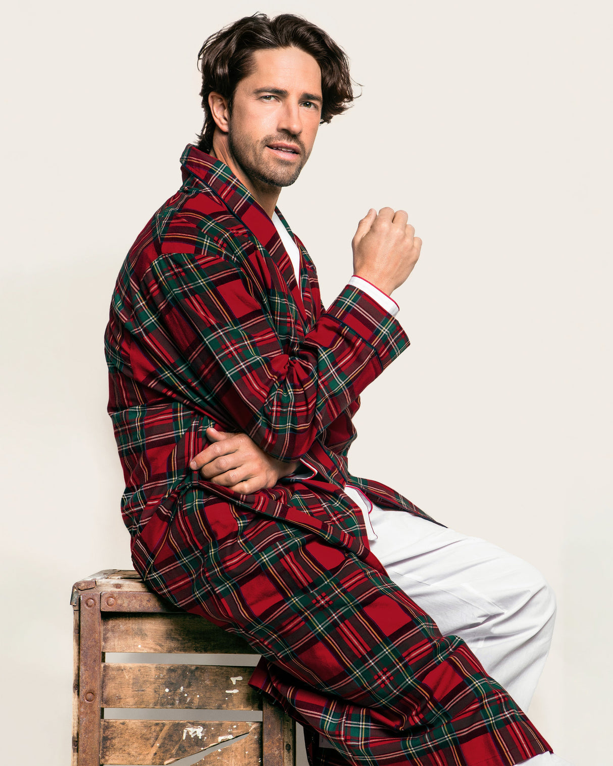 Men's Brushed Twill Robe in Imperial Tartan - HoneyBug